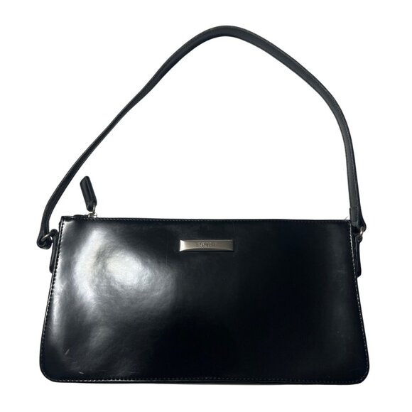 Vintage Esprit Black Patent East West Shoulder Bag - Picture 1 of 8